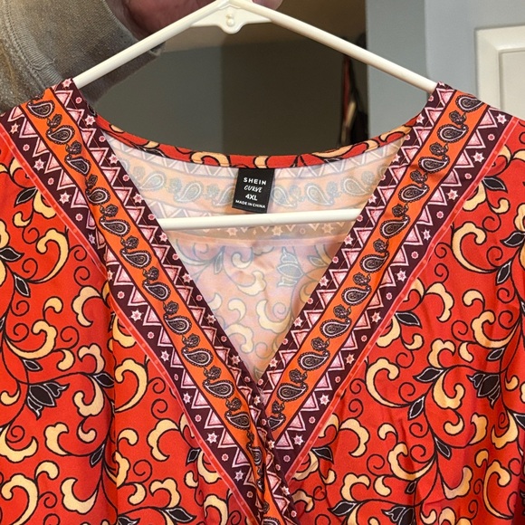 NWOT-SHEIN Red and Purple Paisley Maxi Dress - Picture 9 of 9